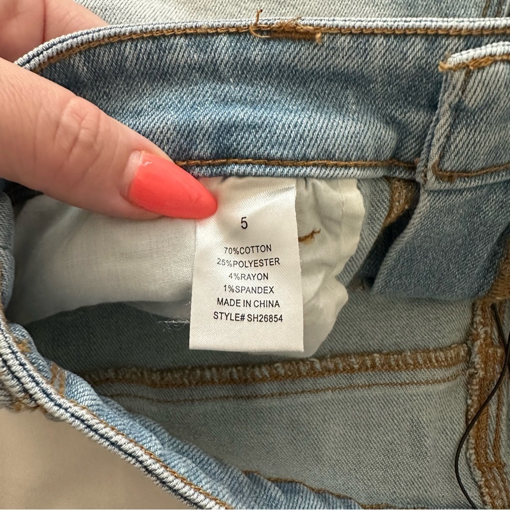 Blue Jean Shorts Distressed Frayed Hem - Picture 8 of 8